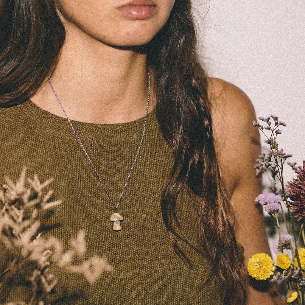 Crazy Agate Mushroom Necklace