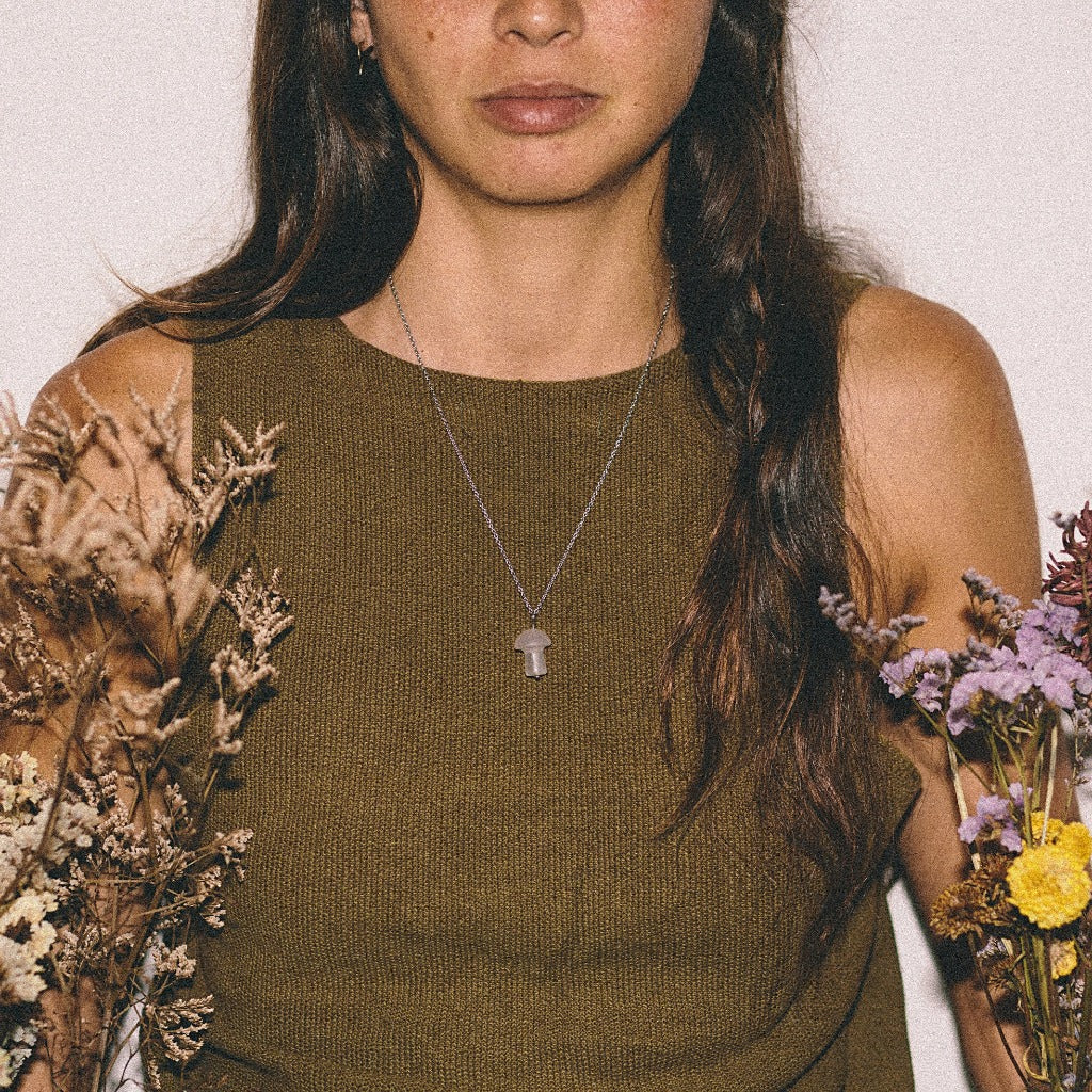 Clear Quartz Mushroom Necklace