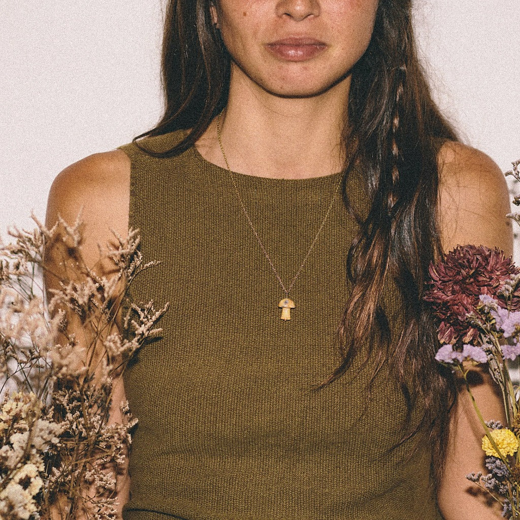 Crazy Agate Mushroom Necklace