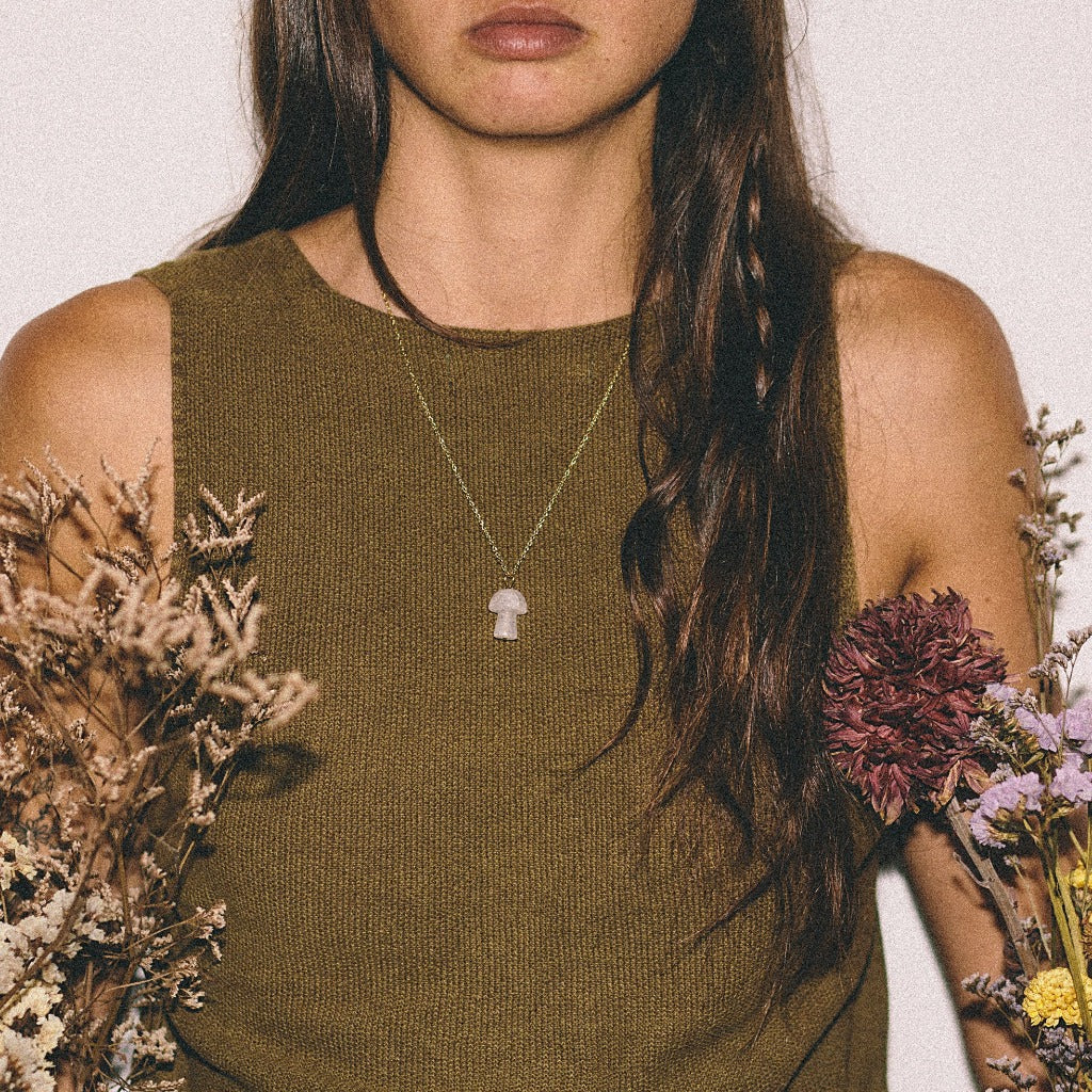 Clear Quartz Mushroom Necklace