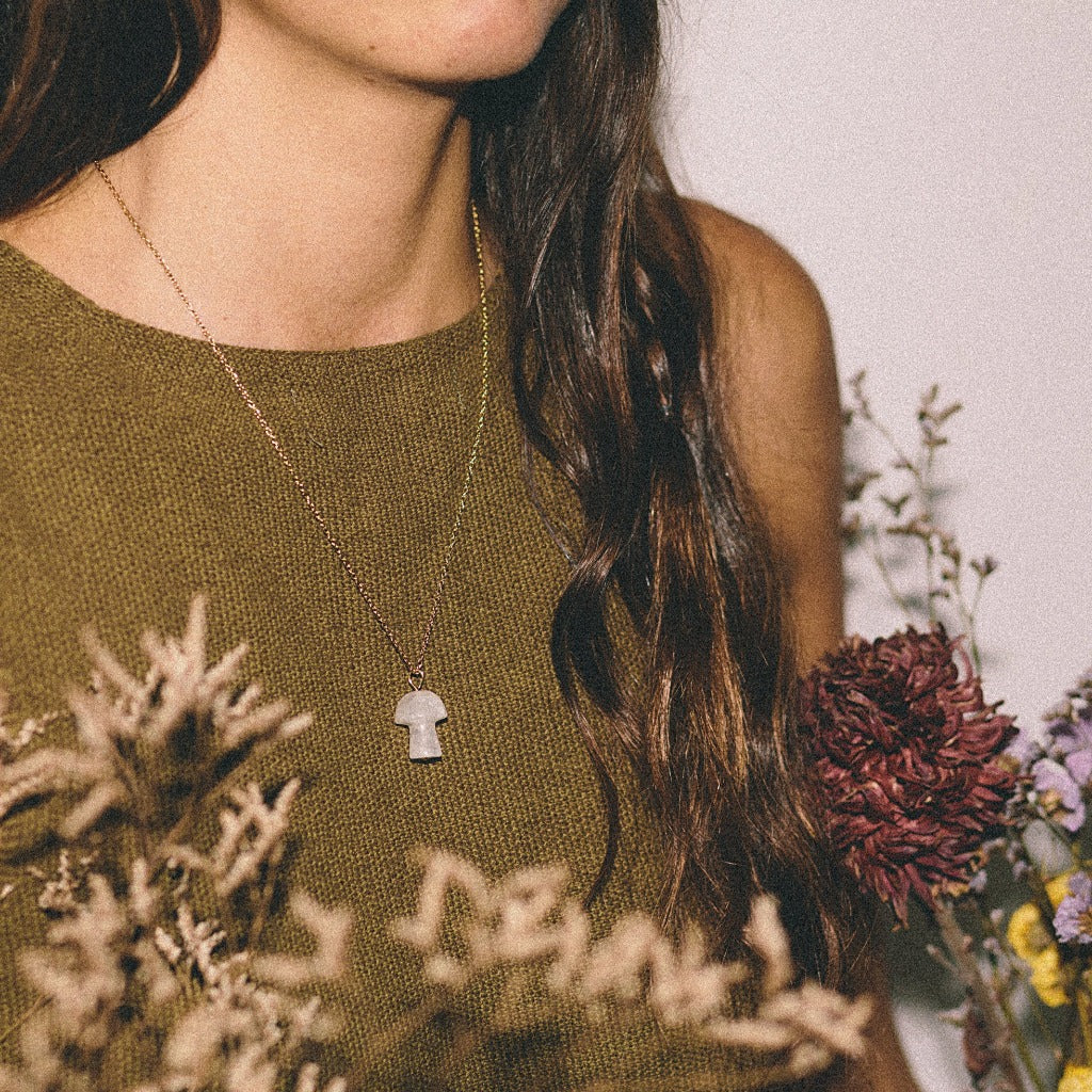 Clear Quartz Mushroom Necklace