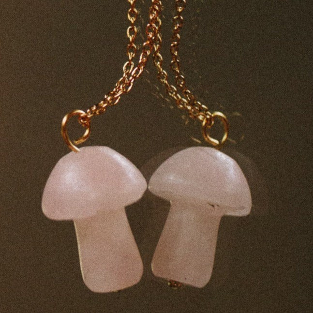 Rose Quartz Mushroom Necklace